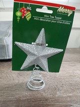 Mini Christmas Tree Topper Glittery Silver , 5&quot;-BRAND NEW-SHIP Same Business Day - £11.54 GBP