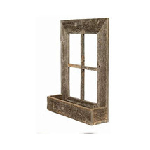 22X18 Rustic Weatered Grey Window Frame With Planter - $109.76