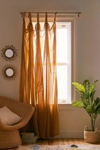 Honey Color Solid Tab Curtain 2 Panel Twist Cotton Top Knotted Curtain knot Loop - £28.97 GBP+