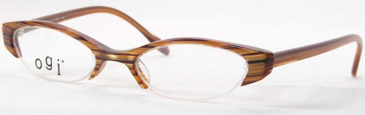 OGI A7086 217 Bräunung Braune Streifen Brille Rahmen 45-17-135mm Deutsch... - $95.99