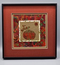 Original Framed Fabric Collage (Pumpkin) 10.25&quot; x 10.25&quot;, M.J. Smith - £33.54 GBP