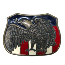 VTG Eagle USA Flag Banner Enamel Red White Blue Belt Buckle America Patr... - $34.64