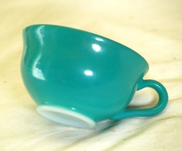 Ovide Hazel Atlas Aqua Footed Cup Milk Glass Vintage - £11.81 GBP