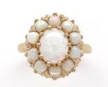 14k Yellow Gold Genuine Natural Opal Ring with an Oval Halo or Rosette (... - £592.62 GBP