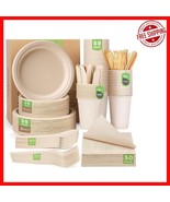 All-in-One 400 PCS Compostable Dinnerware Complete Set - Eco-Conscious S... - $99.16 CAD