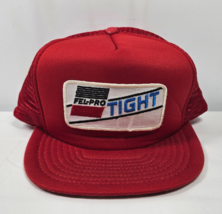 Vintage FEL-PRO Tight Patch Trucker Hat Cap Red Mesh Back Snapback San Sun - £14.10 GBP