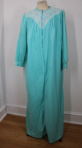 NWD Vtg Pearl Anne Leslie L Blue Plush Velour Zip Long House Dress Gown ... - £35.11 GBP