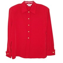 Talbots Womens Blouse Size 12 Long Sleeve Button Front Collared Solid Red - £12.76 GBP