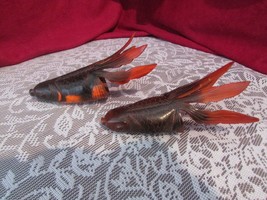 Oriental carved fish,  napkin holders ?, 2 dark red/orange vintage (a) - £46.74 GBP