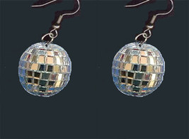 Disco Ball EARRINGS-MIRROR Party Dj Funky Novelty Jewelry-S-3/4-inch - £7.96 GBP
