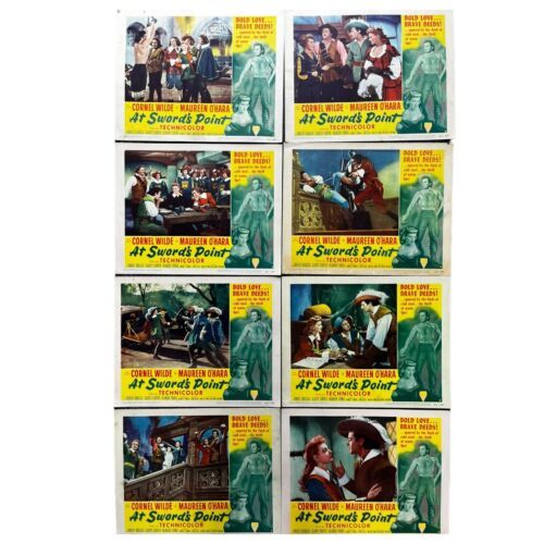 Vintage 1952 At Sword&#39;s Point Margaret O&#39;Hara Movie Lobby Cards Set of 8 - $93.29
