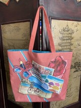 Lancome pink summer postcard print fully lined tote bag - $20.32 CAD