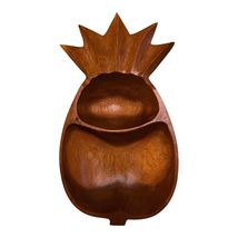 VTG Hand-Carved Wooden Pineapple Serving Dish – 2 Compartment Snack Tray... - $25.20