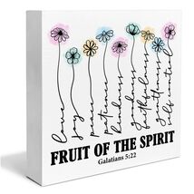 Bible Verse Wooden Box Sign Christian Home Decor Galatians 5:22 5x5 - $2.67 Bible Verse Wooden Box Sign Christian Home Decor Galatians 5:22 5x5 - $2.67