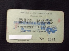 Glenbrook High School (GBS) Bus Pass January 28, 1963 – June 14, 1963 - $28.00