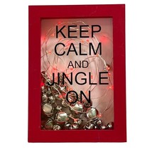 Keep Calm and Jingle On Red Light Up Shadow Box with Christmas Bells Wall Decor - £17.54 GBP
