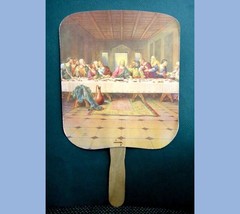 vintage ADVERTISING HAND FAN mcminnville tn MAYES GROCERY jesus last supper - £22.44 GBP
