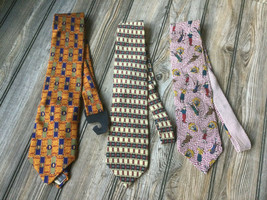 Lot of 4 Men&#39;s Necktie -J Garcia , ROBERT TALBOTT Studio, Accents Golfer Necktie - £12.40 GBP