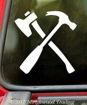 CROSSED HAMMER and AXE - Vinyl Decal Sticker - Carpenter&#39;s Tools Woodworking  - £3.94 GBP+