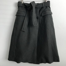 ZARA Studio Skirt M Gray Wool LIMITED EDITION Wrap Button Pleated Belted... - £35.72 GBP