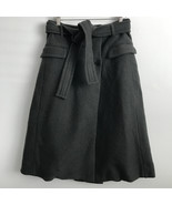 ZARA Studio Skirt M Gray Wool LIMITED EDITION Wrap Button Pleated Belted... - £35.83 GBP