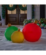 Home Accents Christmas 3 pc Jumbo Inflatable Ornament Set Christmas Hanging Too - $32.71
