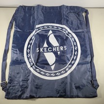 Skechers Bag Backpack Gym Bag Tote Sack Navy Blue 17&quot; x 20&quot; Nylon Drawstring - £8.64 GBP