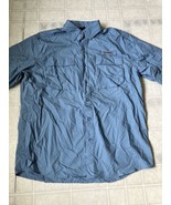 Guide Series Men&#39;s large Cotton Fishing Button Down Short Sleeve Blue Shirt - £20.45 GBP