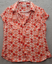 New York &amp; Company Blouse Top Womens Medium Multi Polka Dot Stretch Button Front - £16.50 GBP