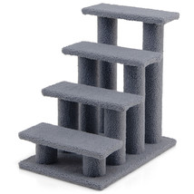 24&quot; 4 Steps Pet Stairs Scratching Post Cat Tree Climber Carpeted Ladder ... - £64.51 GBP