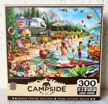 Day at the Lake 300 Pc E-Z Grip Masterpieces Jigsaw Puzzle Complete w/Poster - £9.71 GBP