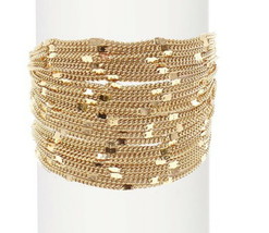 Savvy Cie 18K Gold Plated Bracelet 1&quot; Wide 7&quot; Long $125 Lobster Clasp NWT - £26.23 GBP