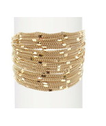 Savvy Cie 18K Gold Plated Bracelet 1&quot; Wide 7&quot; Long $125 Lobster Clasp NWT - £30.95 GBP