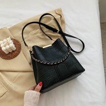 Stone Pattern PU Leather Handbag Women Casual Bucket Bag Female Large  High Qual - £148.86 GBP