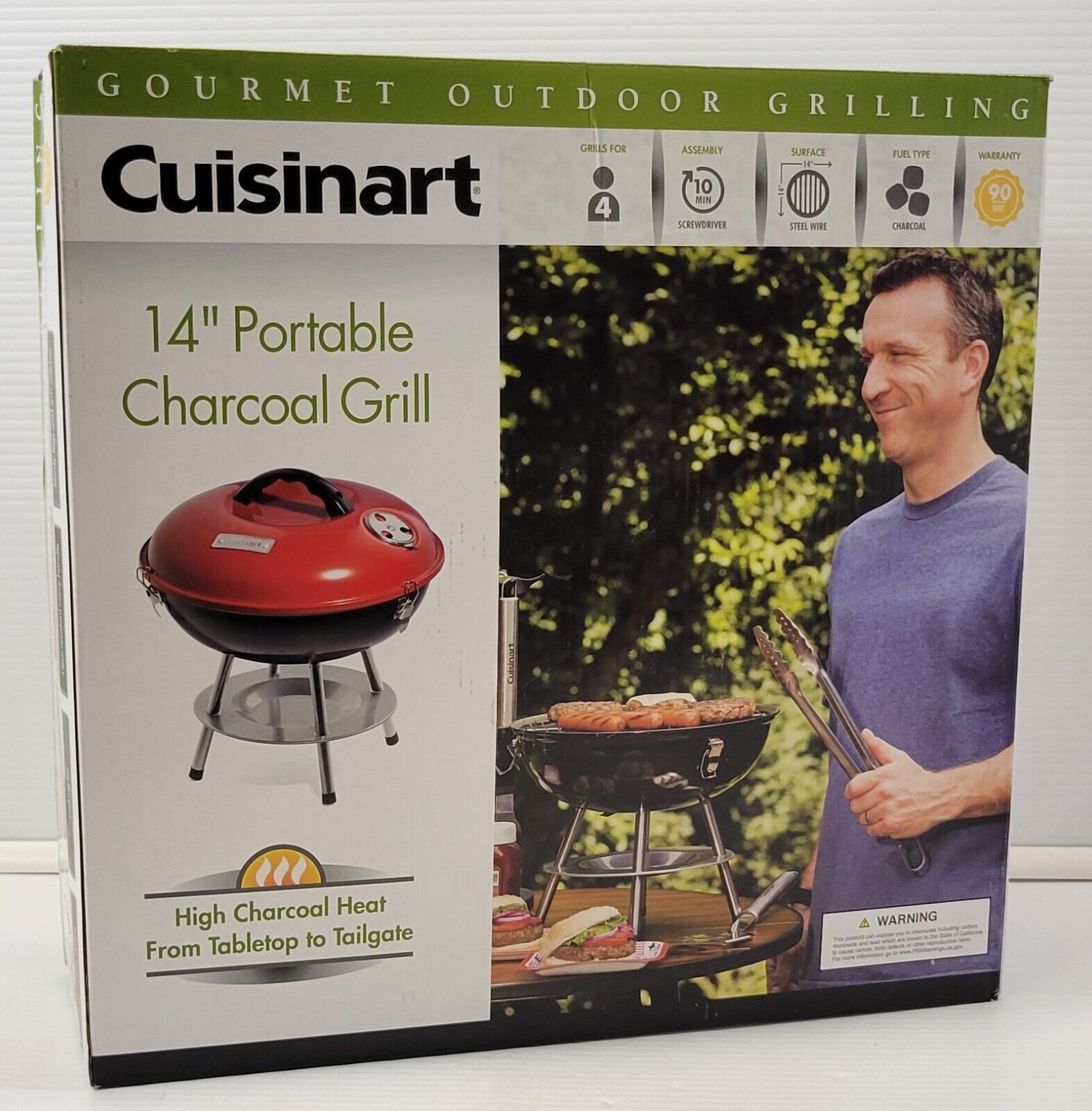 *L) Cuisinart CCG190RB 14 inch Portable Charcoal Grill - Red - £19.84 GBP