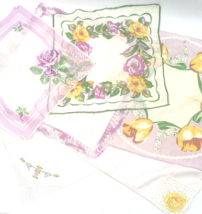 Vintage Handkerchief Hankies Lot Yellow Floral Roses Embroidered Crochet... - $494.19 MXN