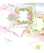 Vintage Handkerchief Hankies Lot Yellow Floral Roses Embroidered Crochet... - $494.94 MXN