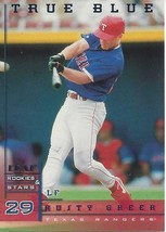 1998 Leaf Rookies &amp; Stars True Blue Rusty Greer 76 Rangers - $2.50