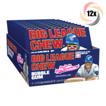 Full Box 12x Packs | Big League Chew Blue Raspberry Flavor Bubble Gum | 2.12oz | - £22.91 GBP