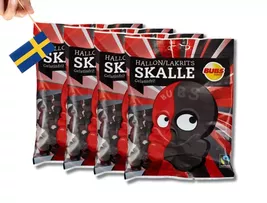 4 Bags of Bubs Hallon/Lakrits Skalle 190g (6.70 Oz) Raspberry and licori... - $21.63