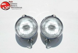 Custom Mounted Fog Light Lamps w Crest Clear 5&quot; for Hot Rods &amp; Classic Cars Pair - £91.68 GBP