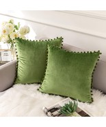 Throw Pillow Covers with Pom Poms Soft Particles Velvet Solid Cushion Co... - £28.98 GBP