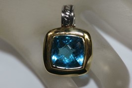 DAVID YURMAN Sterling Silver 18K Yellow Gold Blue Topaz 11mm Albion Pendant Dije - £546.25 GBP