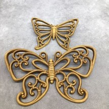 Vintage Butterfly Syroco -Homco 1970’s Hanging Wall Decor Art Brown -Pla... - £11.47 GBP