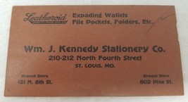 Learheroid Card Sample Holder Expanding Wm. J. Kennedy Stationary St. Lo... - $18.95