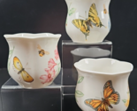 3 Pc Lenox Butterfly Meadow Votive Candleholder Set Floral Monarch Drago... - $32.64