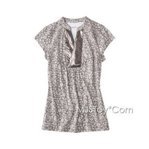 NWT Merona Short Sleeve Gray Split Neck Top with Sequin Trim Cute T-Shirt - $24.99