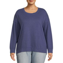 Terra &amp; Sky Women&#39;s Plus French Terry Sweatshirt Blue Size 0X (14W) - £20.18 GBP