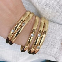 W fashion gold color cz crystal bracelet cuff simple women s bangles jewelry adjustable thumb200