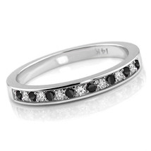 0.24ct Alternating Black &amp; White Diamond Wedding Ring Band - $370.25+